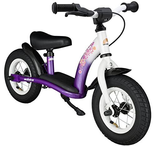 BIKESTAR Bicicleta sin Pedales para niños y niñas | Bici 10 Pulgadas a Partir de 2-3 años con Freno | 10' Edición Clásica Violeta y Blanco
