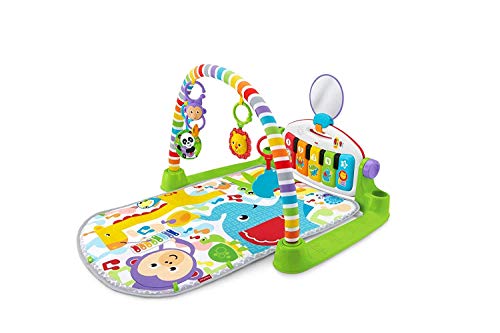 Fisher-Price - Gimnasio para patear y jugar con piano, alfombra de juego para bebé recién nacido con centro de actividades, música y sonidos, adecuado desde el nacimiento