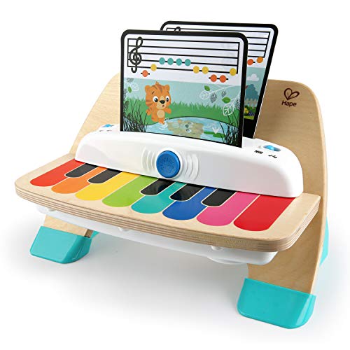 Baby Einstein, Hape, Piano Magic Touch, juguete musical de madera, instrumentos musicales electrónicos para niños, incluye 3 partituras y 6 canciones diferentes, volumen ajustable, a partir de 6 meses