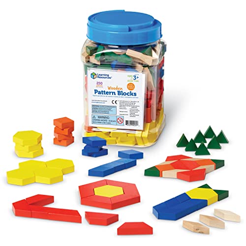 Learning Resources- Bloques geométricos de Madera de 1cm (Juego de 250), Color (0 LER0334) , color/modelo surtido