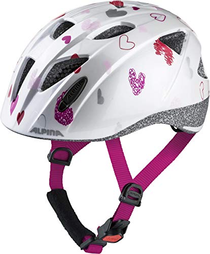 Alpina Ximo Casco de Bicicleta, Niñas, Blanco (White Hearts), 47-51