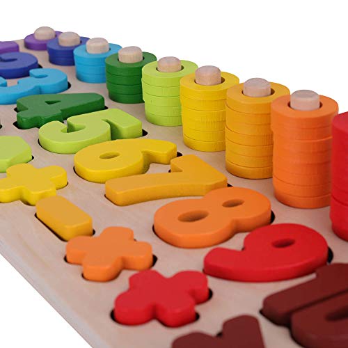 SCHMETTERLINE Puzzle de madera con números para niños a partir de 3 años _ Montessori Juguete de madera para aprender a contar _ Juego educativo con colores y formas para niños pequeños (arcoíris)