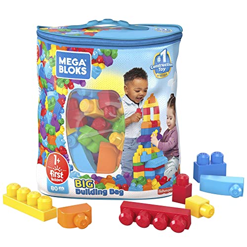 Mega Bloks Bolsa clásica con 80 bloques de construcción, juguete para bebé + 1 año Mattel DCH63)